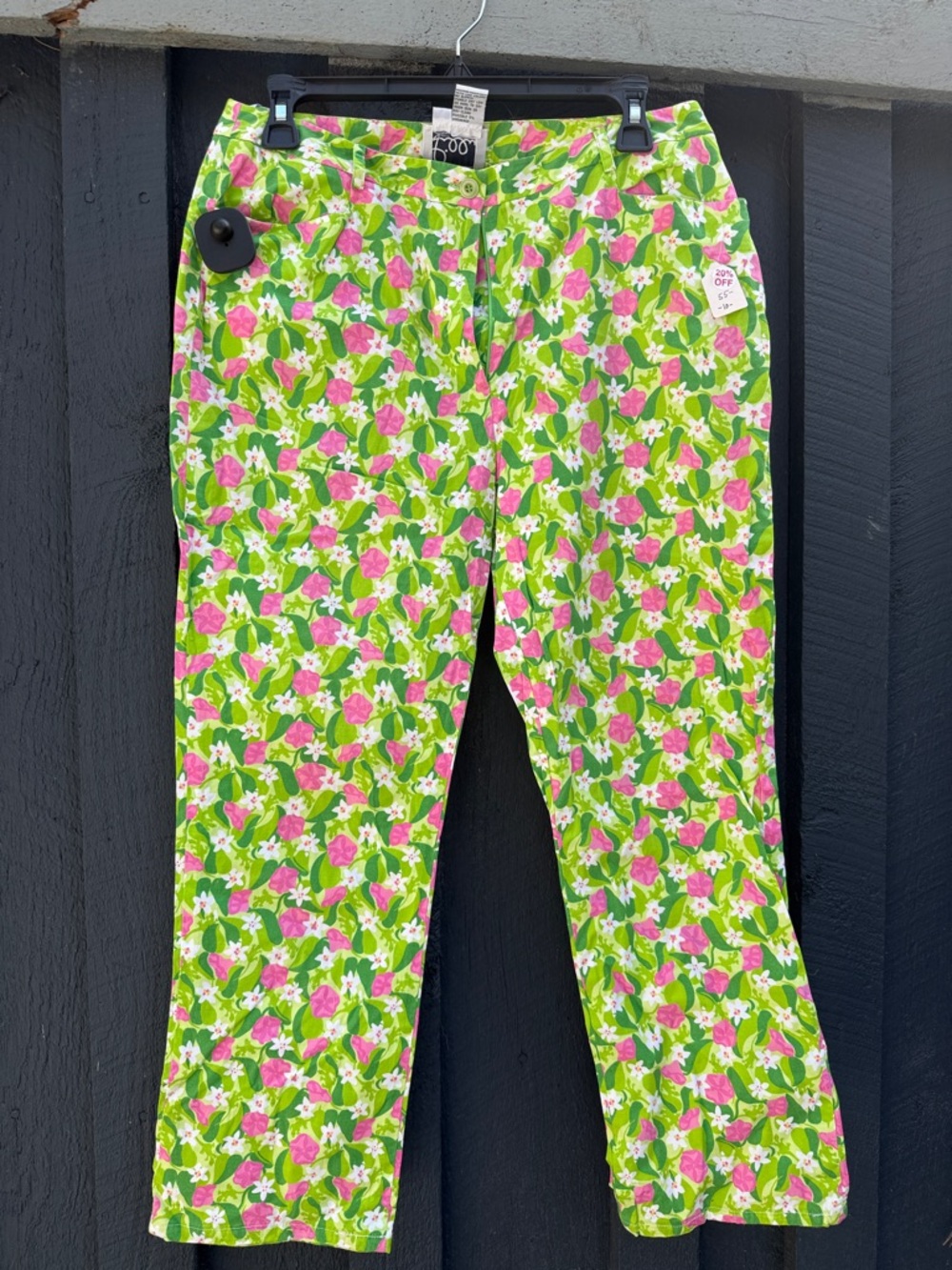 Vintage Lilly Pulitzer pants Floral Capri Pants - Lime Green & Pink sz 10